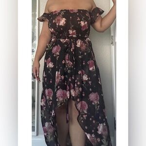 Floral Black and Pink Dress